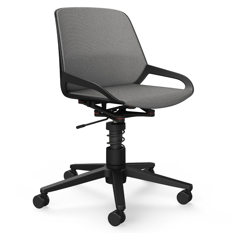 Aeris Numo Task mit Federbein schwarz - Fußkreuz mit Rollen - Sitz- u. Rückenpolster Cura hellgrau