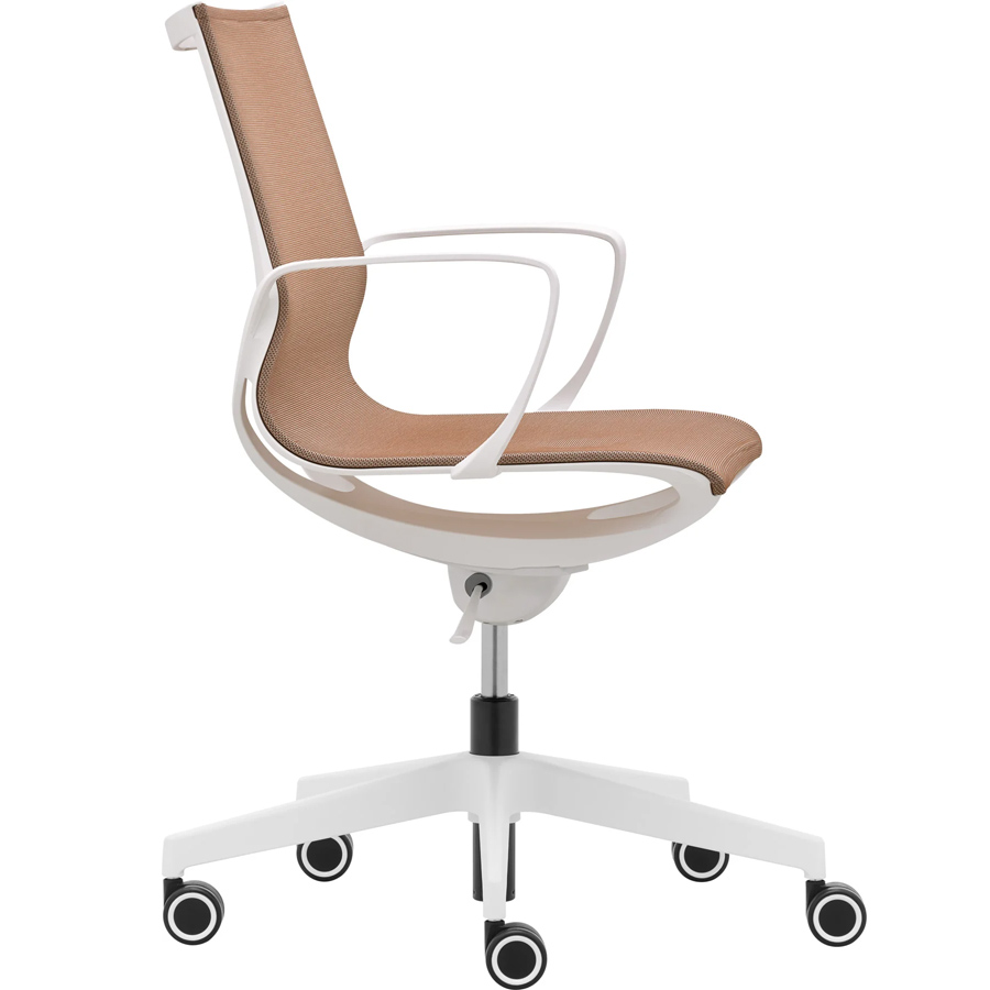 Rim Zero G Gestell weiß, mit Armlehnen, Stoff 442, Fußkreuz weiß, Ringe an den Rollen weiß