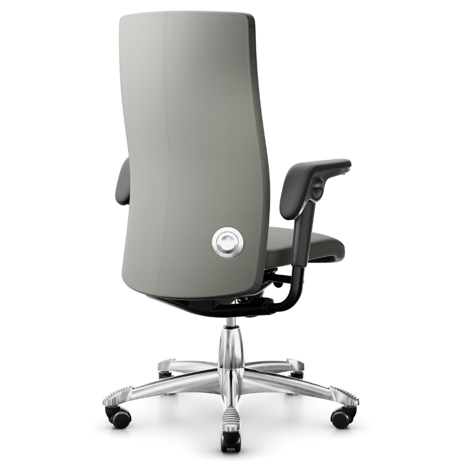 HAG Tribute 9021 Chefsessel grau Fußkreuz/Gestell poliert - Rückansicht