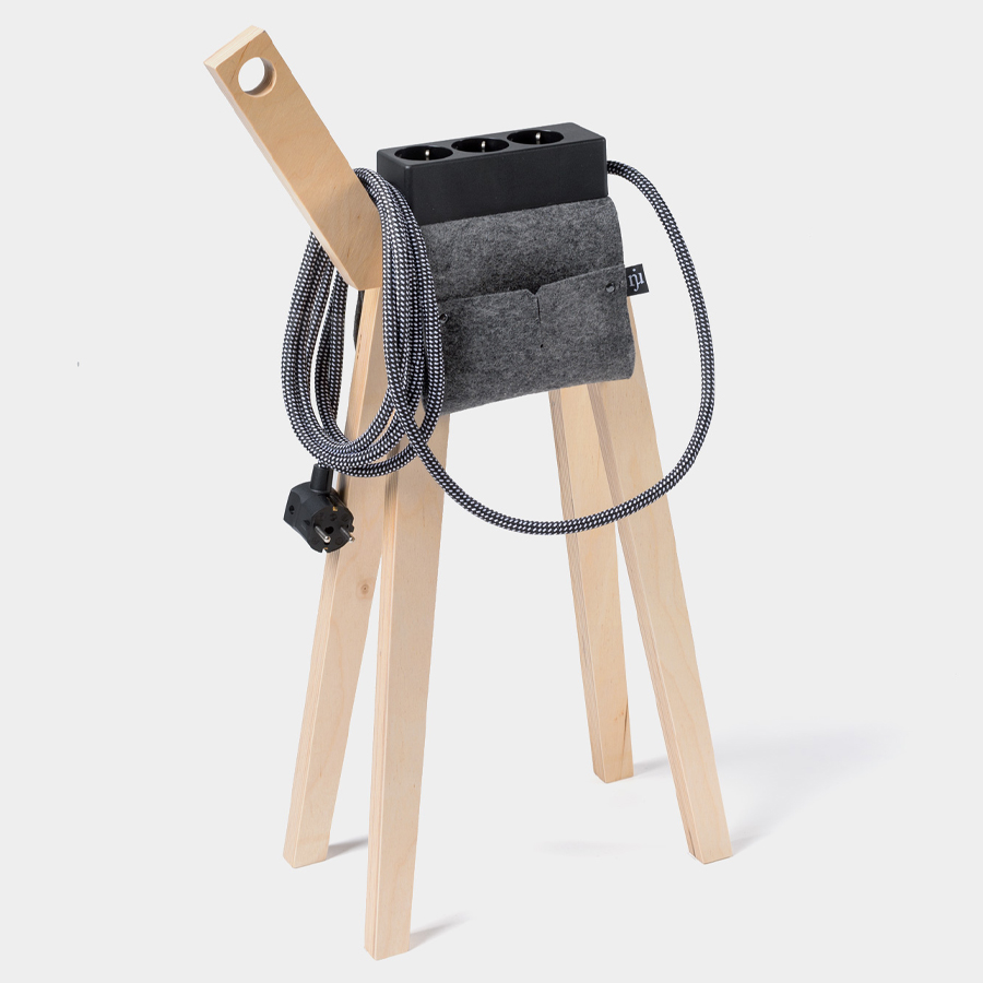 Stromer nature + Satteltasche - Steckdose schwarz, Kabel schwarz/weiß