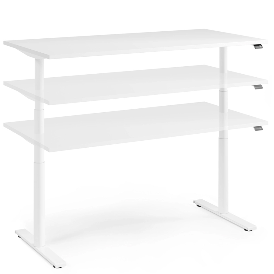 fm FOURACTION 130 Schreibtisch | Gestell weiß | Platte weiß | Höhenverstellbar