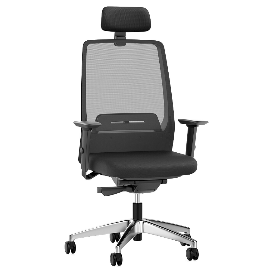 Interstuhl AIMis1 (1S33) Bürostuhl schwarz mit Kopfstütze und Netzrücken schwarz