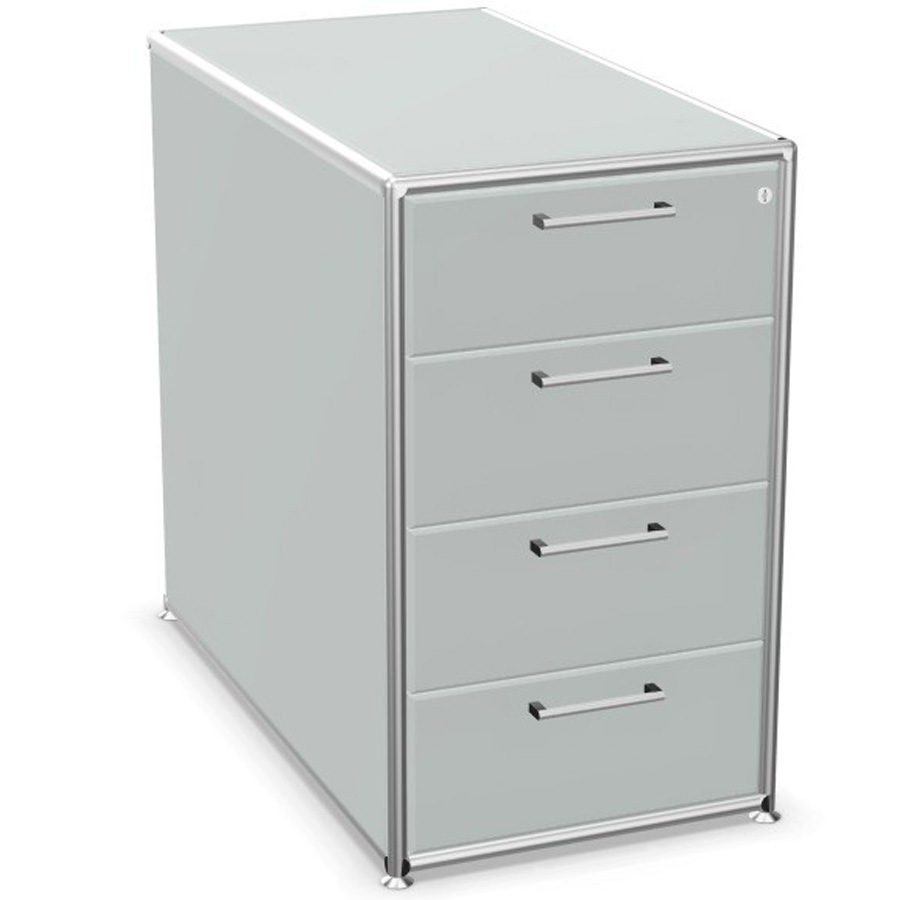 Bosse Modul Space Container auf Stellgleiter in Melamin Lichtgrau - Rahmen Chrom