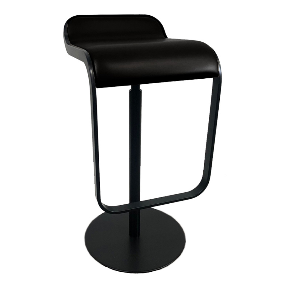 lapalma LEM Barhocker Leder schwarz, Gestell schwarz, Gasfeder schwarz, S80