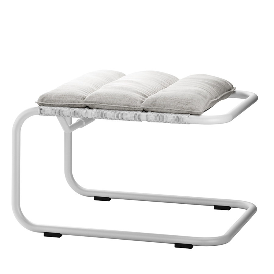 THONET Stahlrohr-Freischwinger S 35 NH Hocker & Kissen weiß natur - Gestell weiß