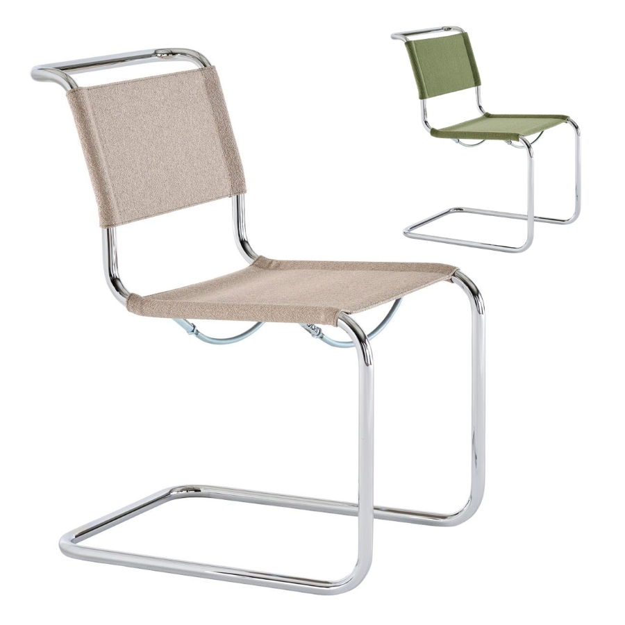 THONET Stahlrohr-Freischwinger S 33 V | Gestell chrom | Stoffgewebe | Konfigurator