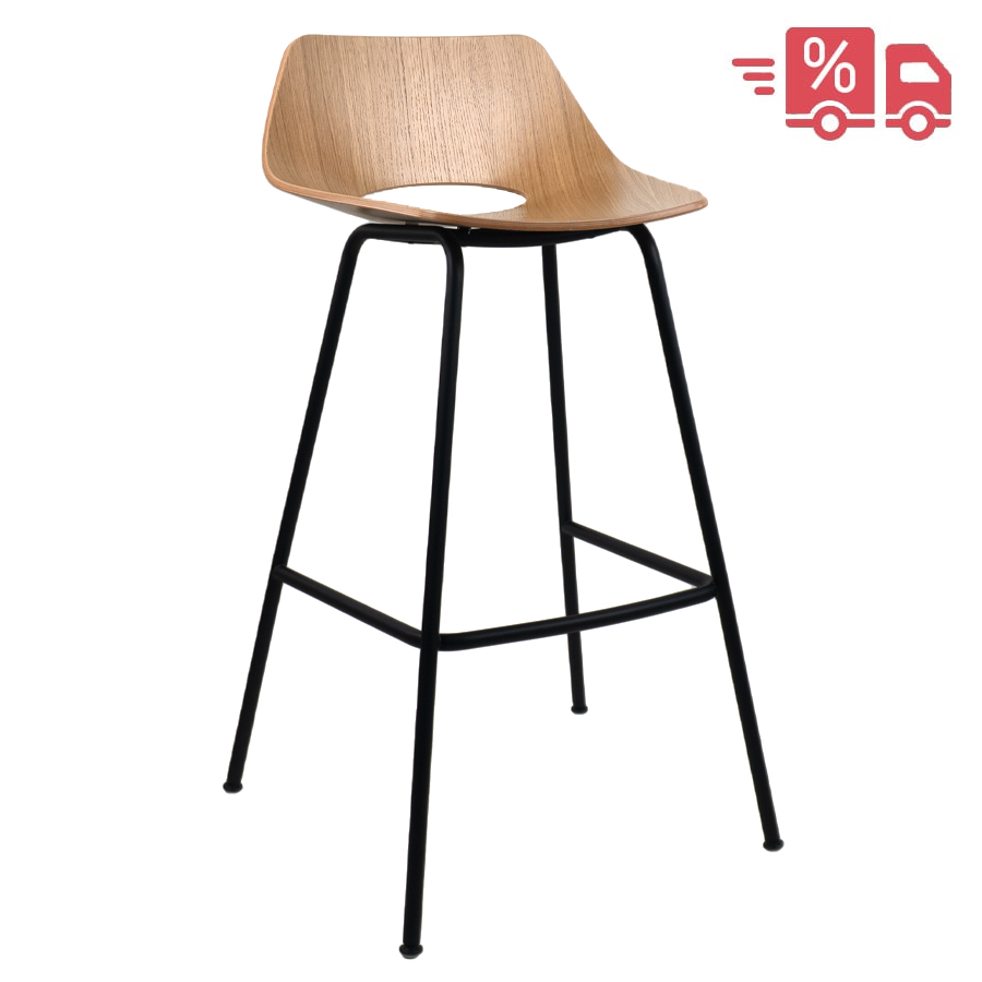 ABVERKAUF: THONET S 661 H Barhocker | Edelholz Eiche klar lackiert | Gestell schwarz matt