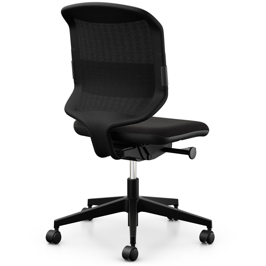 Giroflex 434-3019 schwarz mit Lordosepolster und Kunststoff-Fußkreuz - Rückansicht