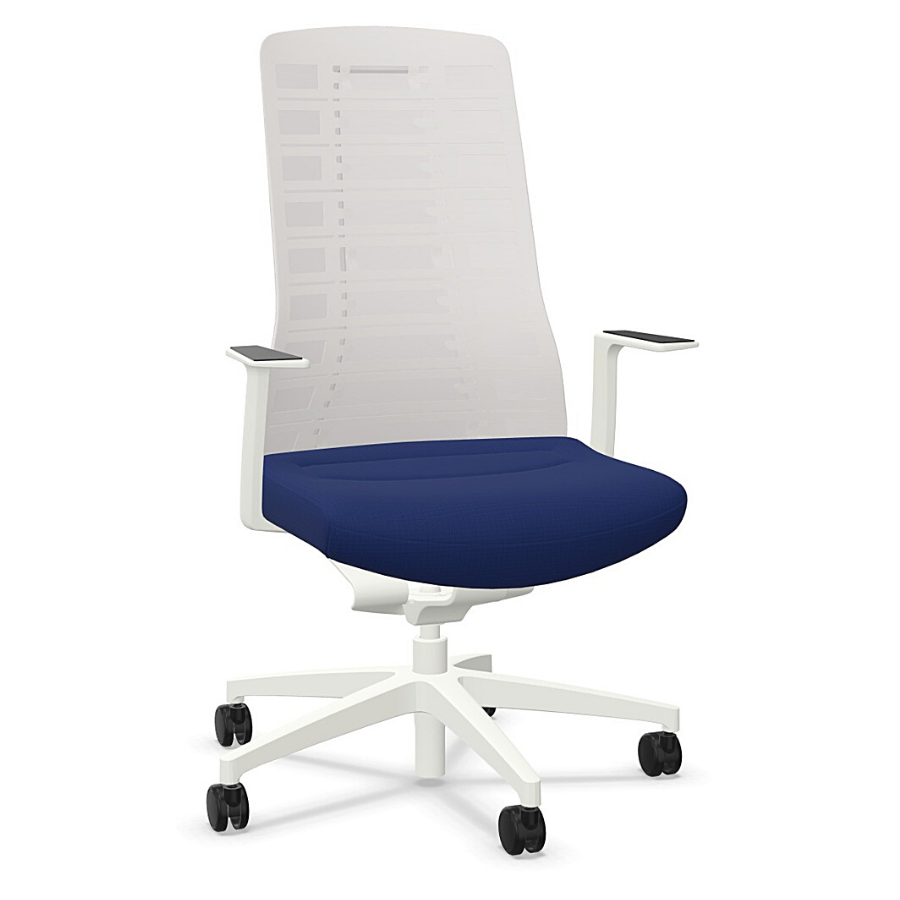 Interstuhl PUREis3 PU213 Bürostuhl weiß mit Netzrücken ultramarinblau