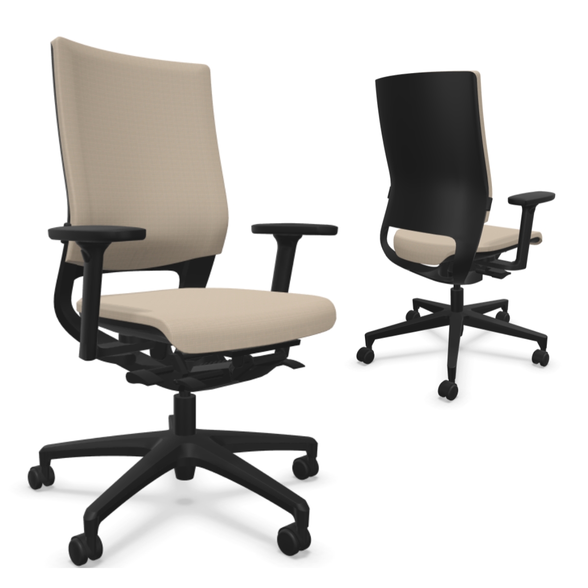 Klöber Mera 98 Stoff beige - Kunststoffteile schwarz 3D AL
