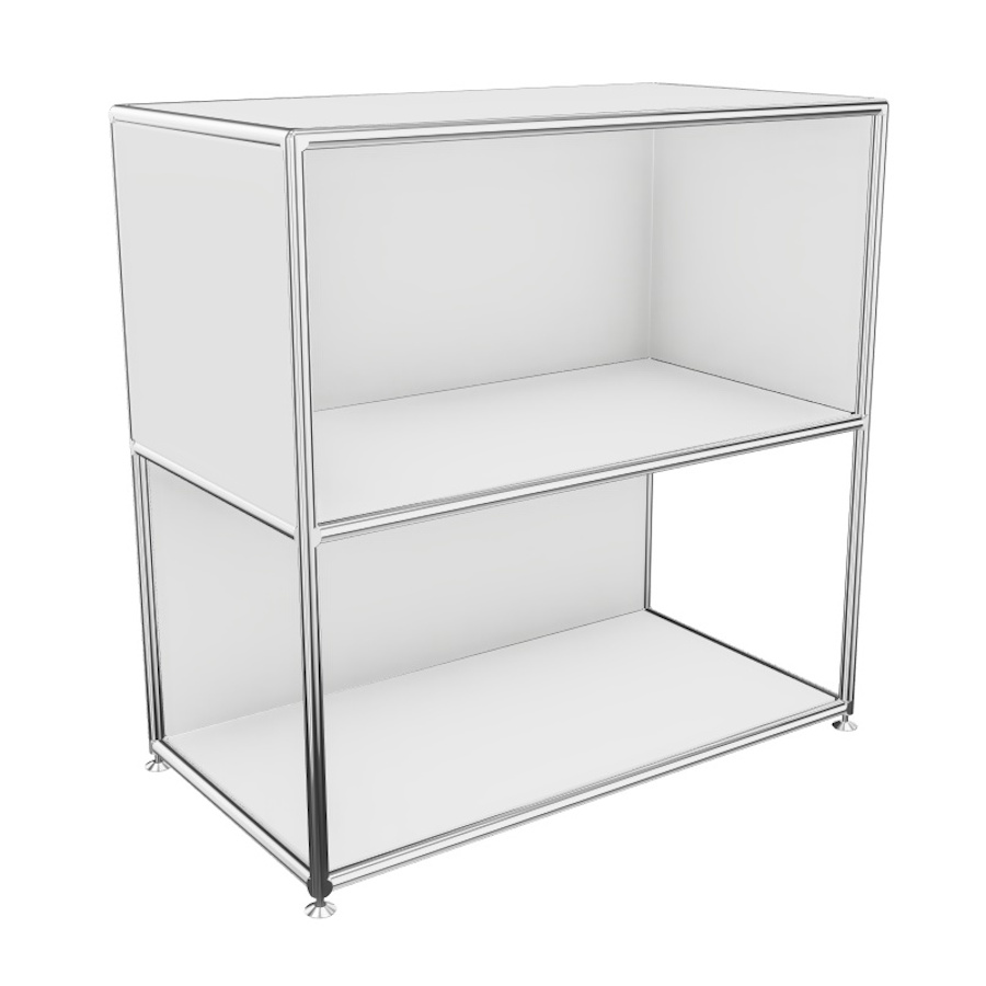 BOSSE Regal Chrom 2 OH Breite 80 cm mit Klappe unten offen