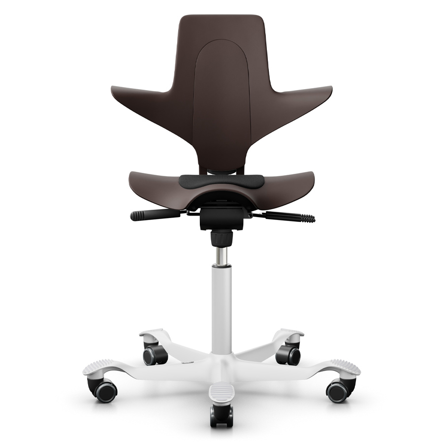 HAG CAPISCO PULS 8010 braun mit Stoff Cura schwarz - Gestell weiß - Frontansicht