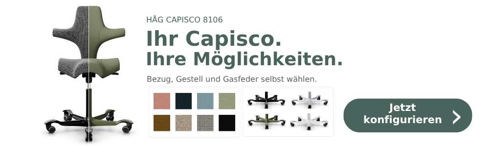 HÅG Capisco 8106 individuell konfigurieren – Bezug, Gestell und Gasfeder selbst wählen