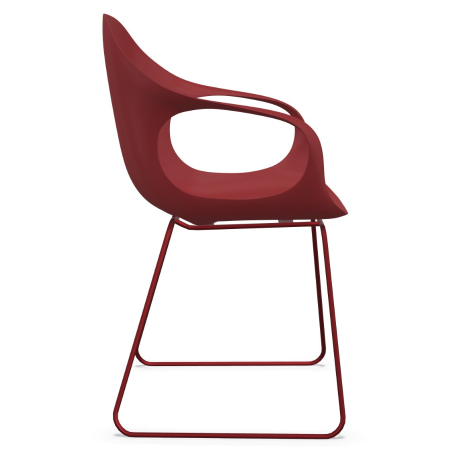 Kristalia ELEPHANT Stuhl rot mit Kufengestell rot - Seitenansicht