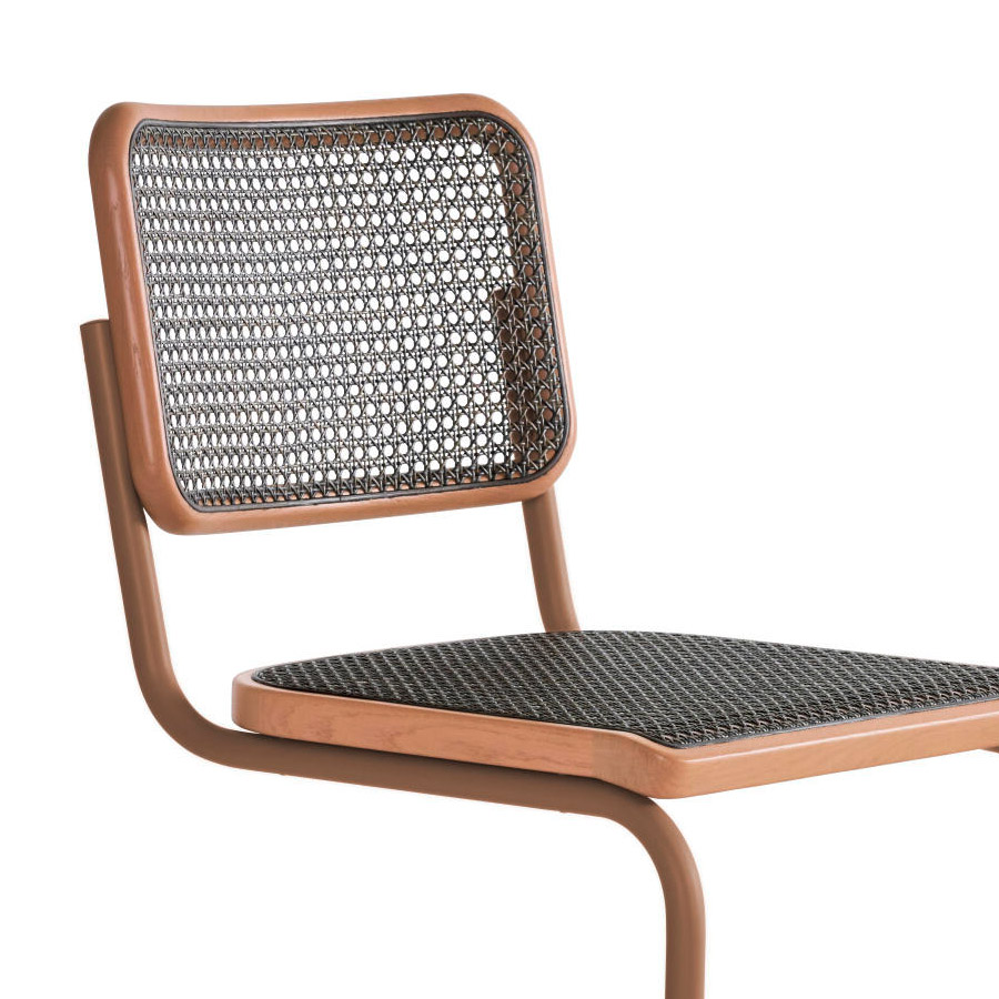 THONET S 32 V Dark Melange altrosa | Stahlrohr-Freischwinger | Gestell altrosa | Nahaufnahme