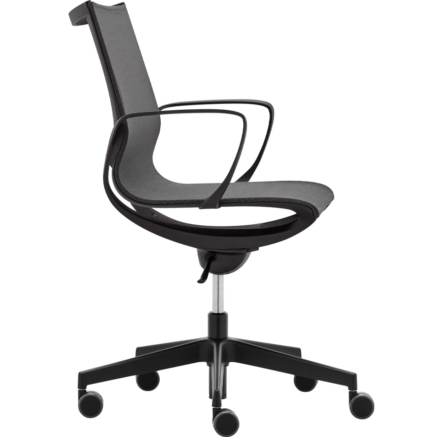 Rim Zero G Gestell schwarz, Sitzpolster 441 schwarz, mit festen Armlehnen, Fußkreuz schwarz