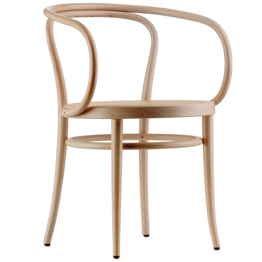 THONET 209 Bugholzarmlehnenstuhl Buche natur mit Rohrgeflecht