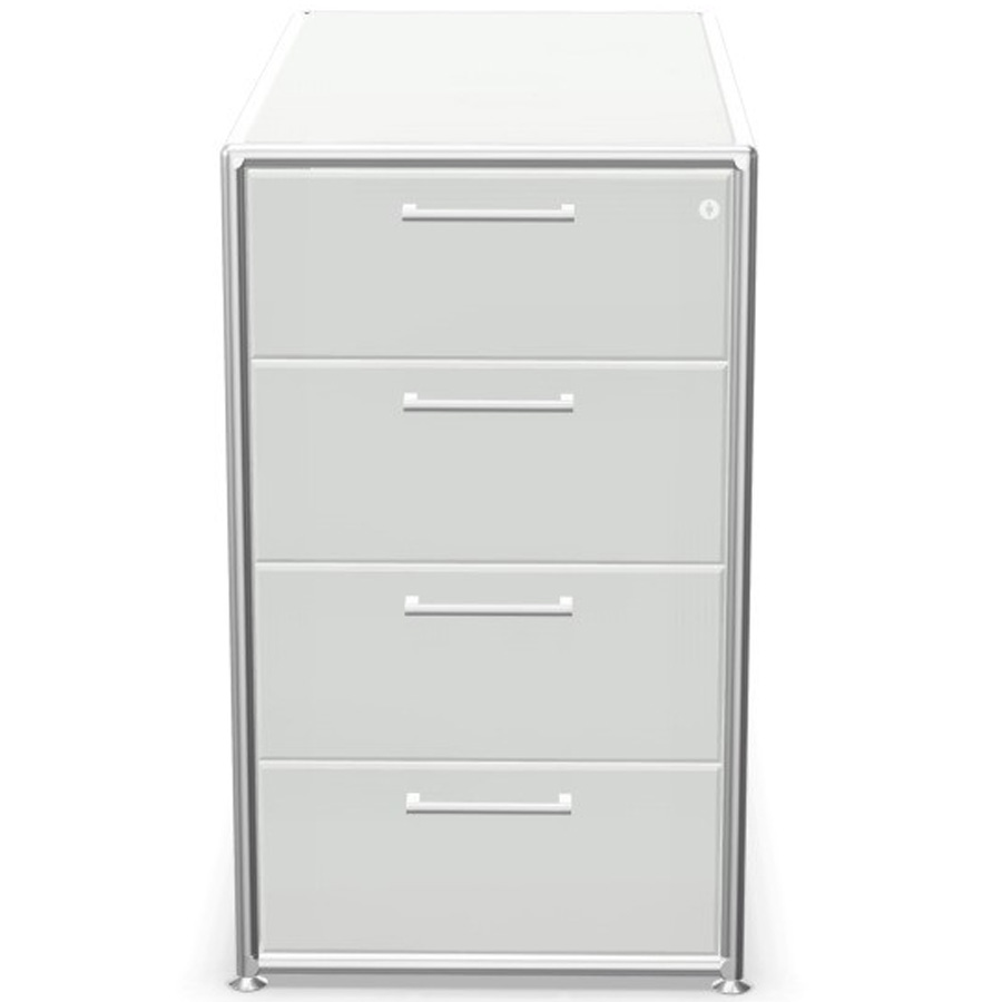 Bosse Modul Space Container auf Stellgleiter in Melamin Weiß - Rahmen Chrom