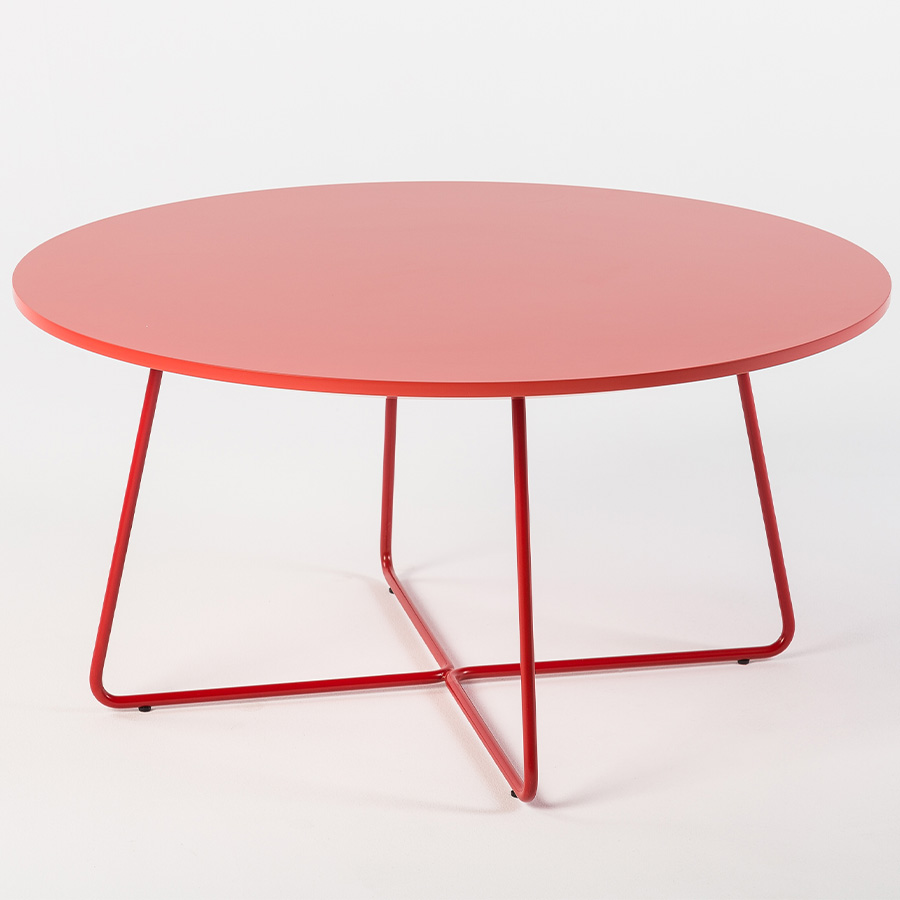 Noti Mishell Beistelltisch mit Kufengestell Tischplatte coral, Kufengestell coral