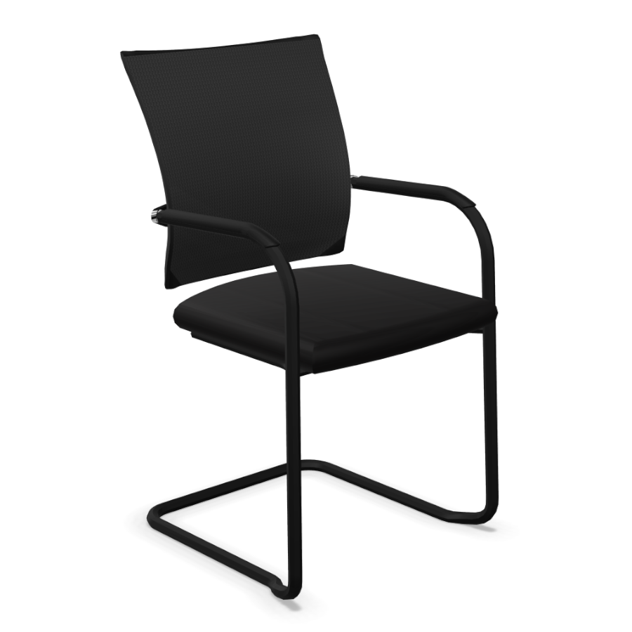 Klöber Orbit Network Gestell schwarz mit Kunststoffauflage schwarz Sicht von vorne