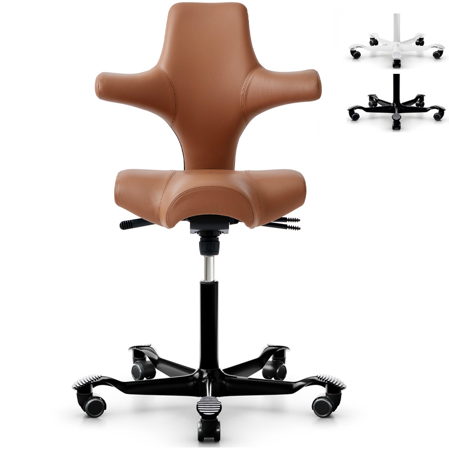 HAG Capisco Leder Natur mit Gestell schwarz