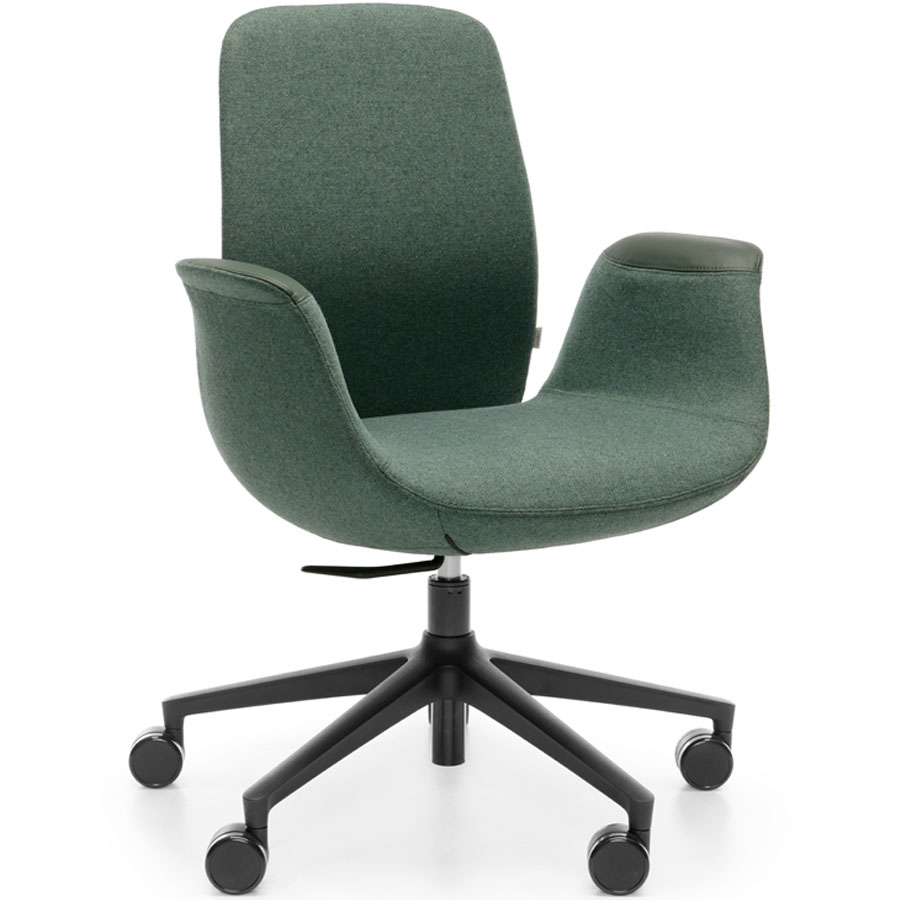 Profim ElliePro 20ST Bezug grün mit Armauflagen Leder - Fußkreuz schwarz