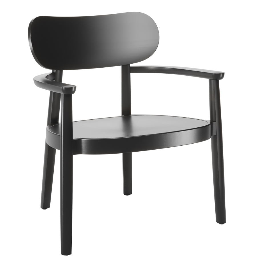 THONET 119 MF Holzstuhl mit Armlehnen und Muldensitz Buche gebeizt schwarz