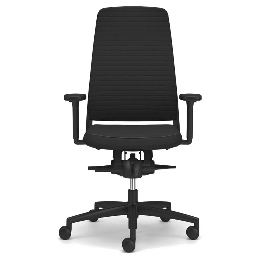 TENSA.NEXT Bürodrehstuhl mit Polsterrücken Querprägung schwarz Frontansicht