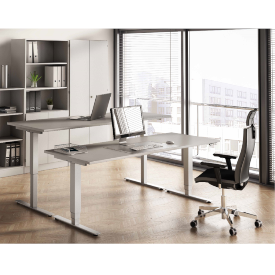 Schreibtisch MOVE IT Platte Lichtgrau Gestell silbern