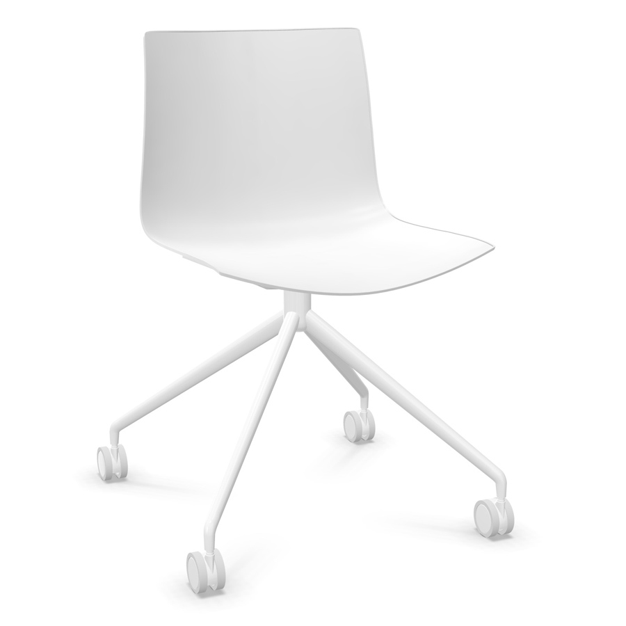 Arper CATIFA 46 0369 weiß - fixer Sternfuß mit Rollen - Frontansicht