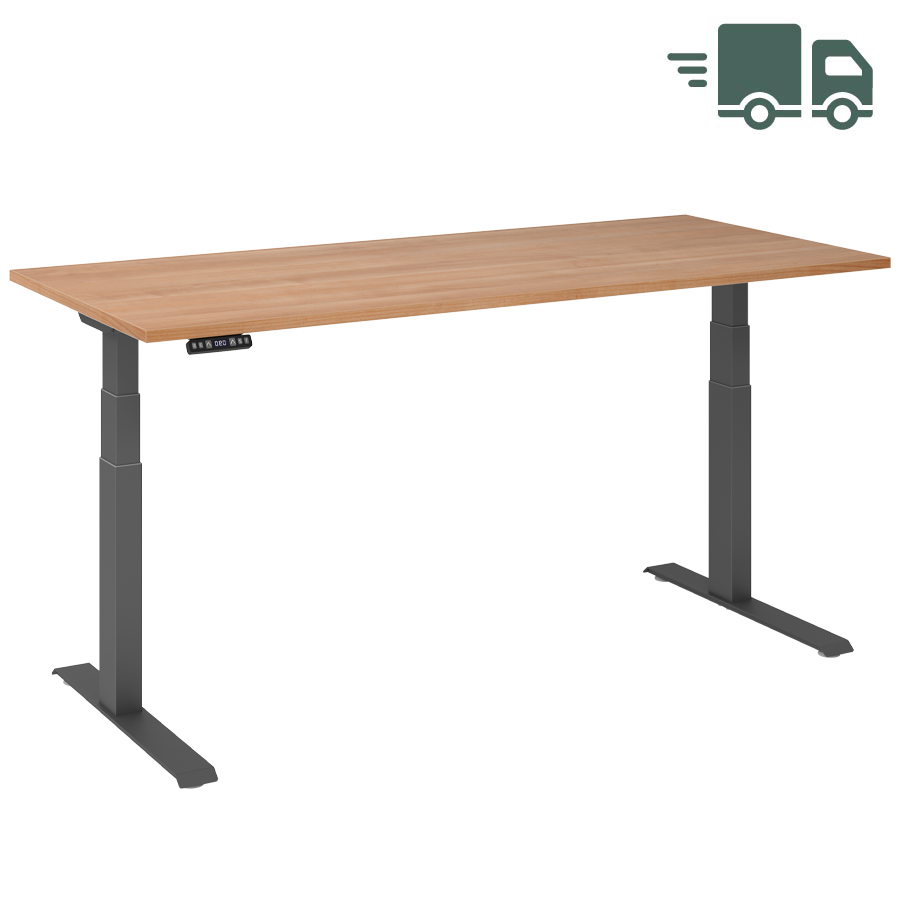 RWH RAPID Schreibtisch elektrisch verstellbar - Nussbaum - 180 cm Breite