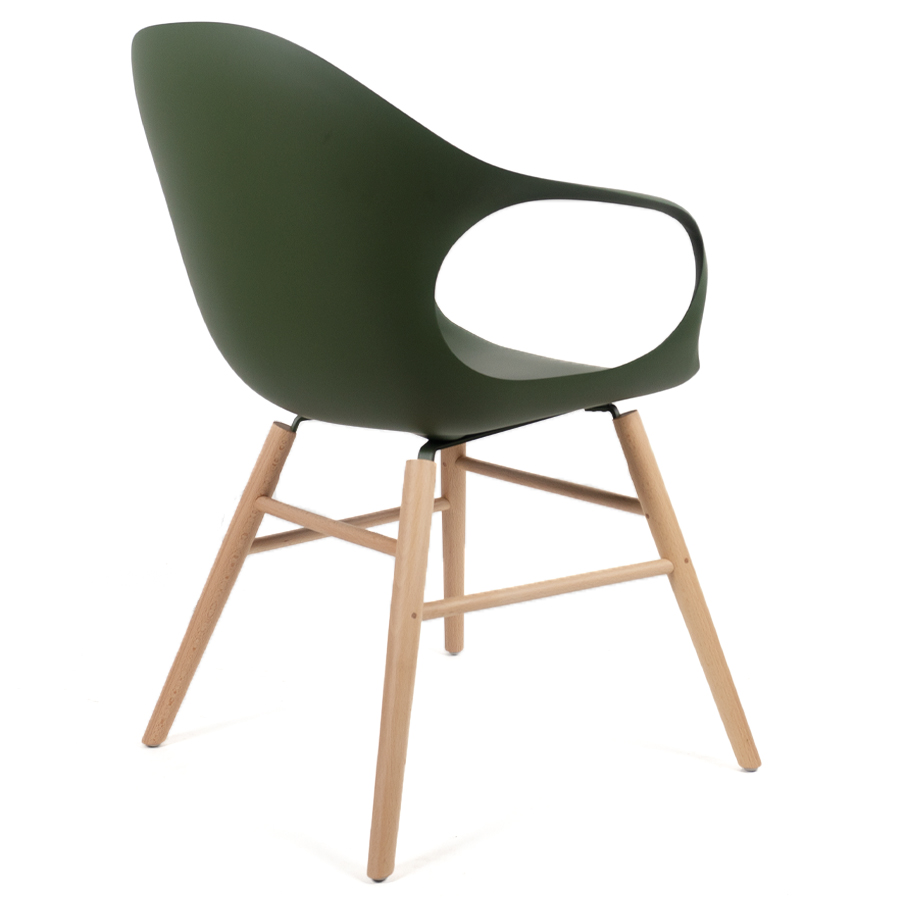 Kristalia ELEPHANT Stuhl mit Holzgestell Sitzschale olivgrün Gestell Buche