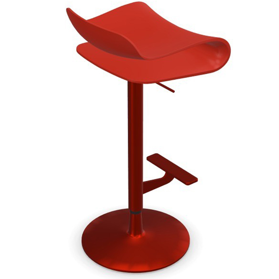 Kristalia BCN Barhocker korallenrot höhenverstellbar Gestell lackiert