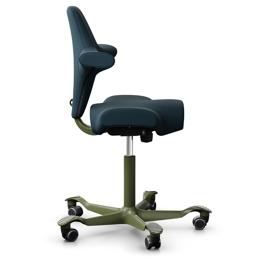 Abverkauf: HAG CAPISCO 8106 | Niedrige Gasfeder 150mm | Wollstoff Select dunkelblau | Gestell Moss