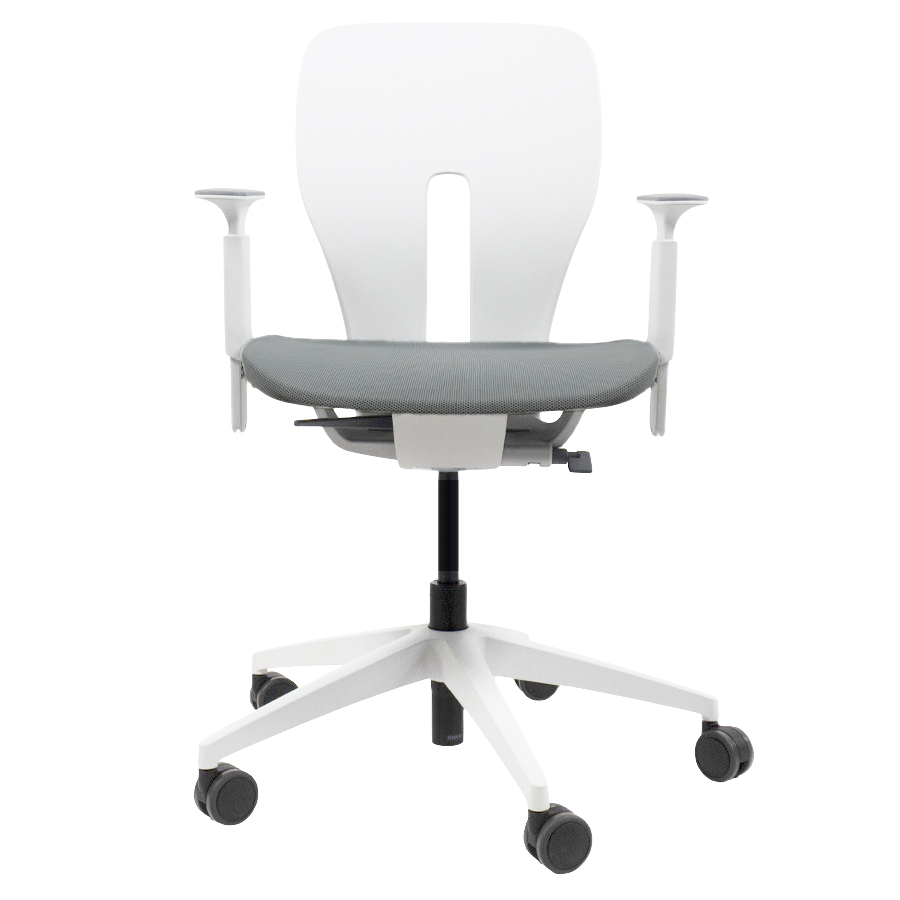 Klöber LIM Drehstuhl weiß mit Changeable grau-weiß - Armlehnen höhenverstellbar