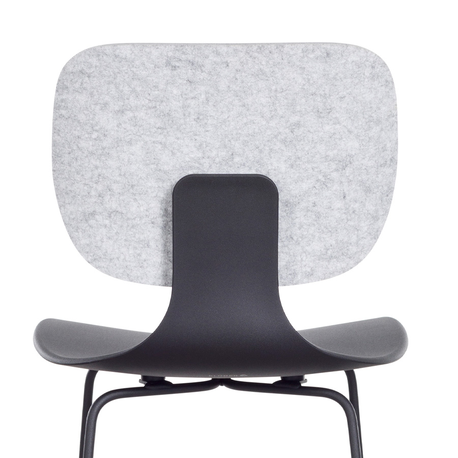 Klöber CoMeet steel (com55h) - Schale schwarz - Bezug Rücken Filz hellgrau - Gestell schwarz