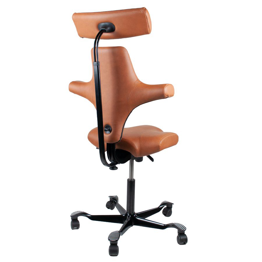 HAG Capisco 8107 - Leder Paloma Soft 5429 natur mit Nackenstütze - Gestell schwarz