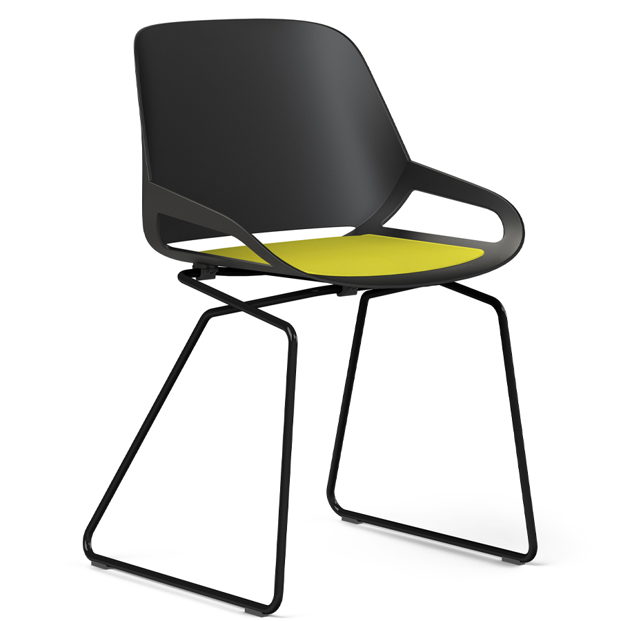 Aeris Numo Kufengestell schwarz - Sitzschale schwarz - Sitzkissen gelb