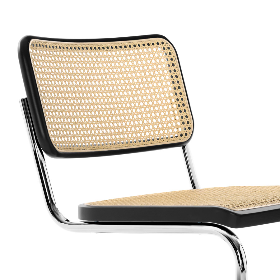 THONET Stahlrohr-Lounge-Freischwinger S 32 VL Rohrgeflecht-Sitz Buche gebeizt - Nahaufnahme