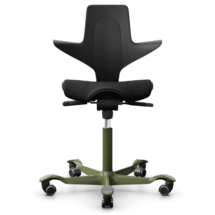 HAG Capisco Puls 8020 schwarz mit Gestell in Moss Grey