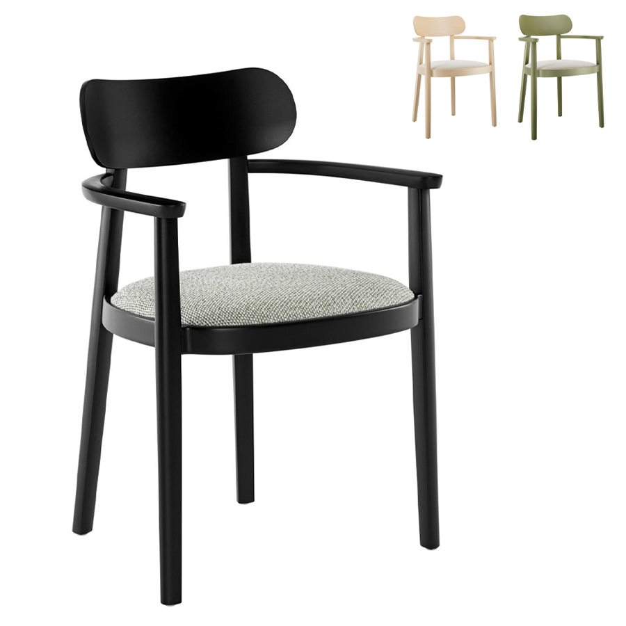 THONET 118 SPFV Holzstuhl mit Armlehnen | Sitz gepolstert | Konfigurator