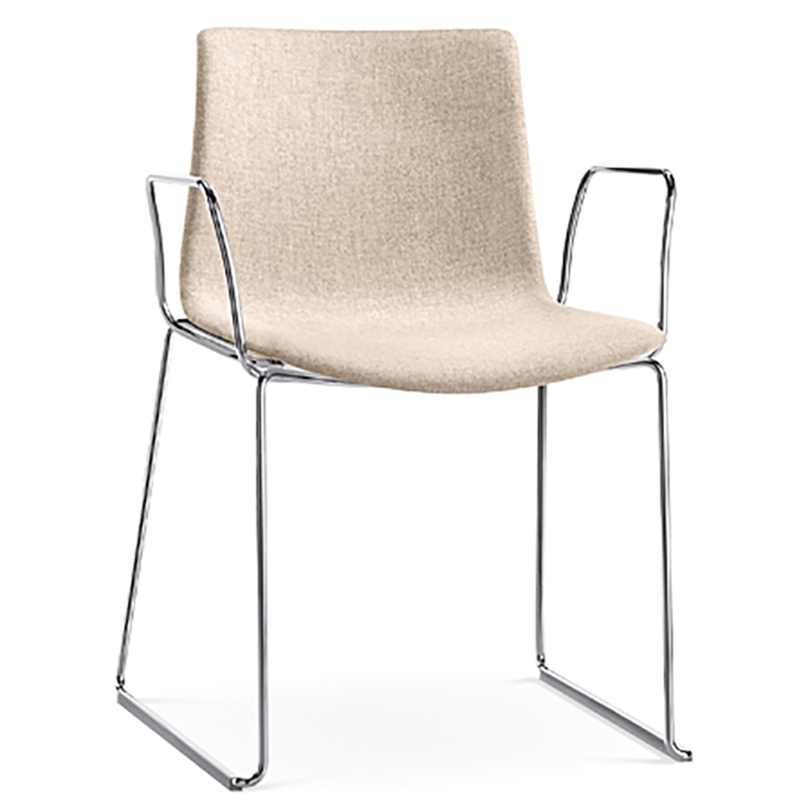 Arper CATIFA 46 0468 - Kufengestell mit Armlehnen verchromt - Bezug Synergy LDS20