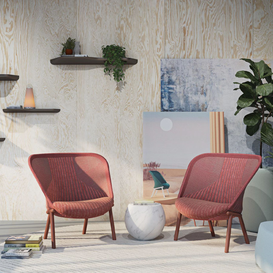 Haworth Cardigan Lounge | Strick rot | Gestell rostrot | Beispielbild