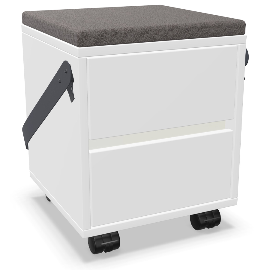 Palmberg Rollcontainer/Sitzhocker FIFFI weiß - Griffmulde weiß