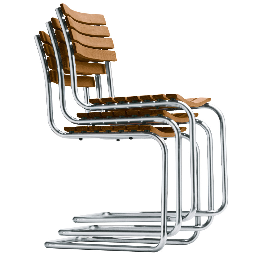 THONET S 40 Gartenstuhl Stahlrohr-Freischwinger - Gestell verchromt