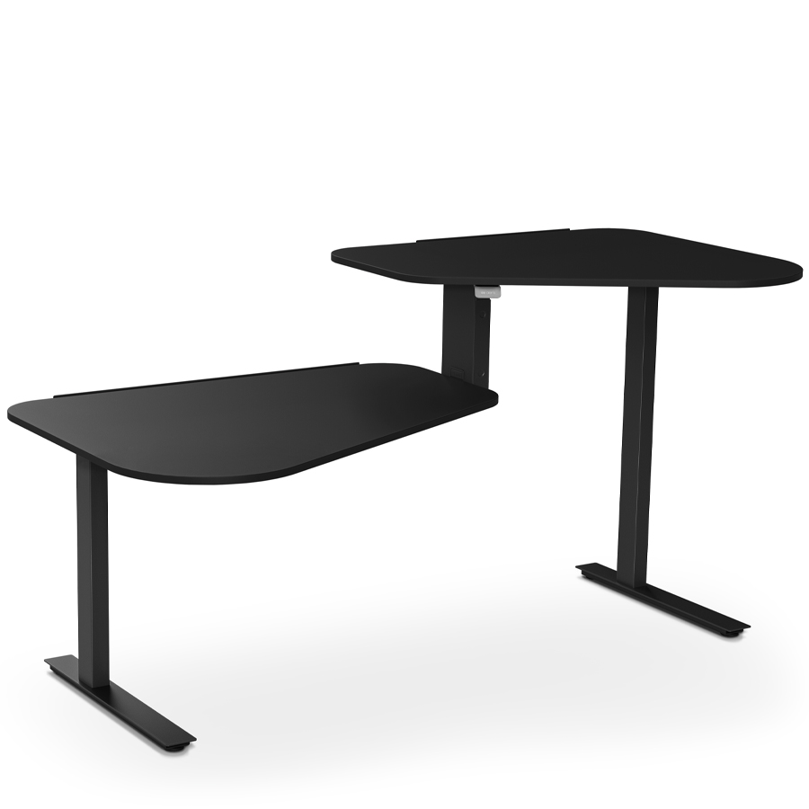 Aeris Active Office Desk - Gestell schwarz - Stehposition rechts - Platte schwarz - Kante schwarz