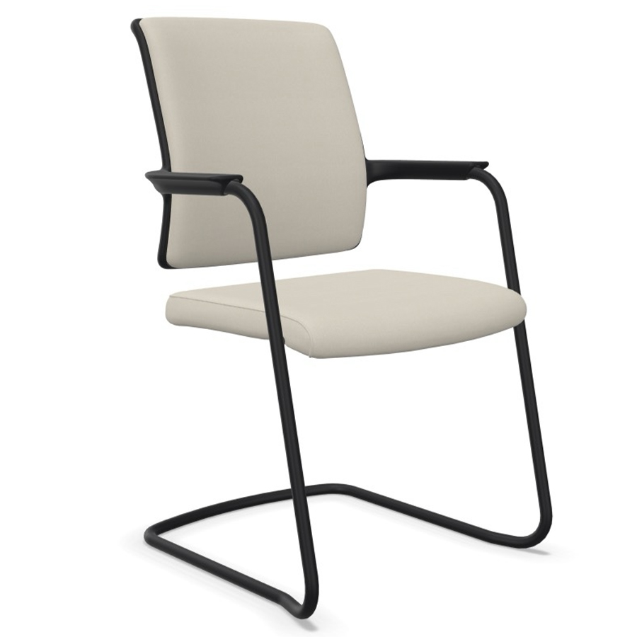 Interstuhl HERO 550H Freischwinger in Era elfenbein, Gestell schwarz