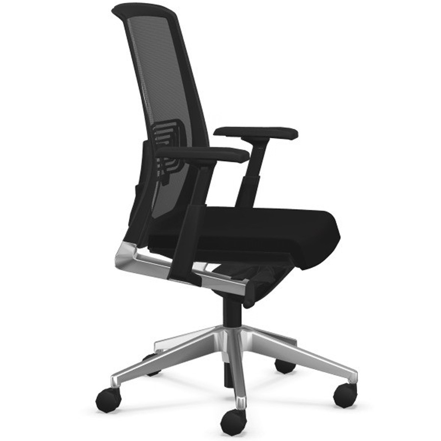 HAWORTH Very (Comfort 62) schwarz mit Netzrücken und Gestell Alu glanz poliert