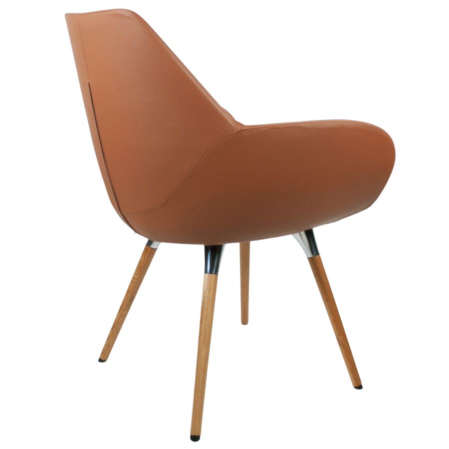 Profim FAN 10 HW mit Holzbeinen Eiche - Bezug Premiumleder cognacbraun - Rückseite