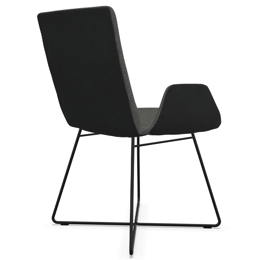 W. Schillig Stuhl mit Armlehnen u. Drahtrohrgestell - Rückansicht seitlich